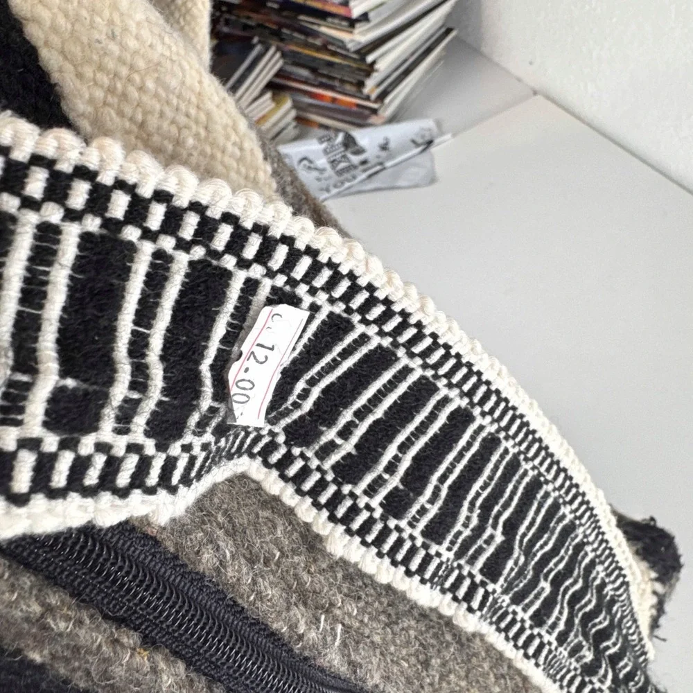 Vintage Hand Woven Wool Duffel Bag Southwestern Tribal Geometric Weekender
